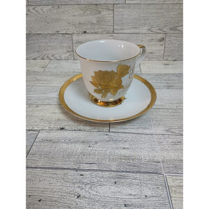 Vintage 50th Anniversary Tea Cup And Saucer Chatillon Fine Porcelain 7 oz